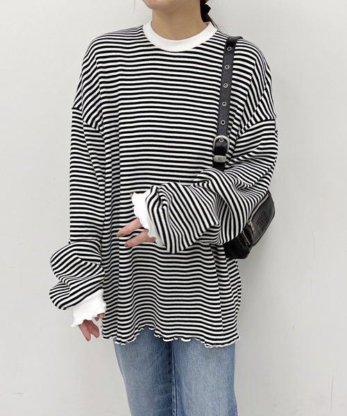 U by SPICK&SPAN(ユーバイスピックアンドスパン)の「≪追加≫ワッフルオーバートップス(Tシャツ/カットソー・レディース・マルチ/ホワイト・FREE)」の4枚目の写真