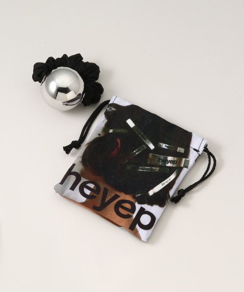 ヘアアクセサリー heyep  l Ball Scrunchie Metal Ball Leather Style Scrunchie-メタルボールレザー