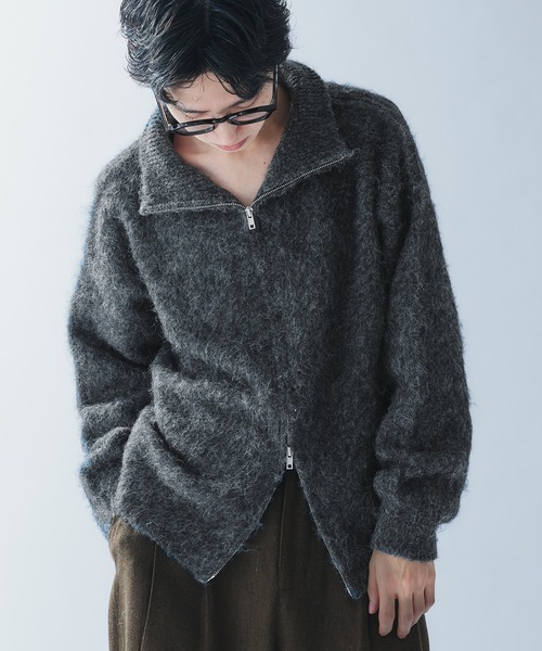 Adoon plain（アドーンプレーン）の「SHAGGY DRIVERS DOUBLE ZIP KNIT