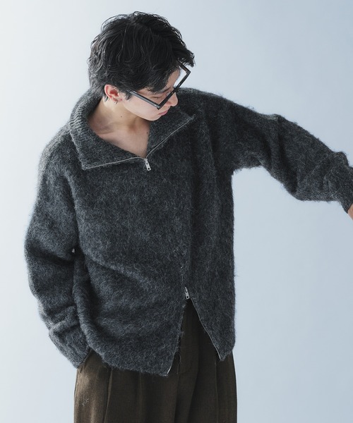 Adoon plain（アドーンプレーン）の「SHAGGY DRIVERS DOUBLE ZIP KNIT