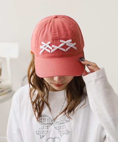 ROOPTOKYO（ループトウキョウ）の「Front Ribbon Cap 6 Panel Cap / フロント リボン キャップ 6パネルキャップ（キャップ・レディース・ホワイト/ブラウン/レッド/ダークグリーン/ブルー/ブラック/カーキ・FREE）」の7枚目の写真
