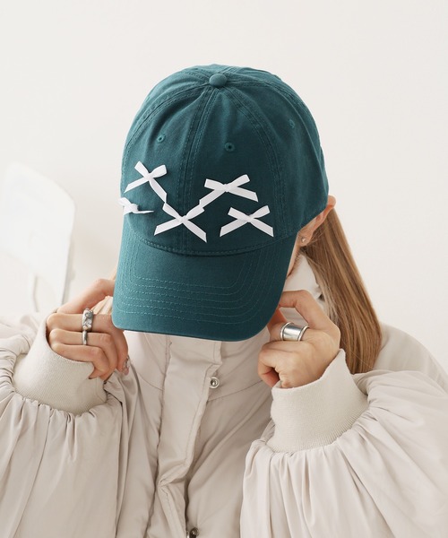 ROOPTOKYO（ループトウキョウ）の「Front Ribbon Cap 6 Panel Cap / フロント リボン キャップ 6パネルキャップ（キャップ・レディース・ホワイト/ブラウン/レッド/ダークグリーン/ブルー/ブラック/カーキ・FREE）」の4枚目の写真