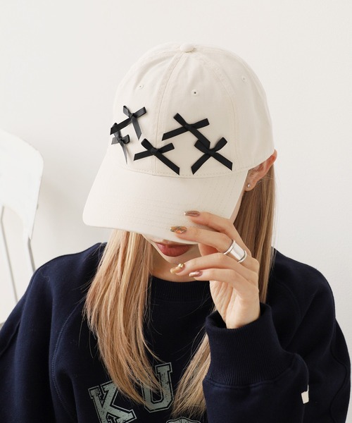 ROOPTOKYO（ループトウキョウ）の「Front Ribbon Cap 6 Panel Cap / フロント リボン キャップ 6パネルキャップ（キャップ・レディース・ホワイト/ブラウン/レッド/ダークグリーン/ブルー/ブラック/カーキ・FREE）」の9枚目の写真