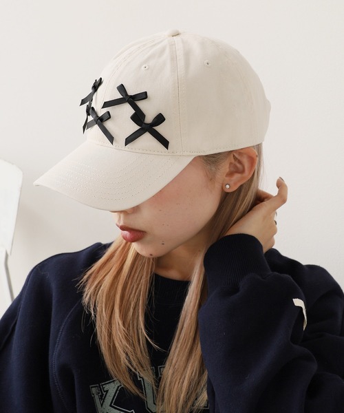 ROOPTOKYO（ループトウキョウ）の「Front Ribbon Cap 6 Panel Cap / フロント リボン キャップ 6パネルキャップ（キャップ・レディース・ホワイト/ブラウン/レッド/ダークグリーン/ブルー/ブラック/カーキ・FREE）」の10枚目の写真