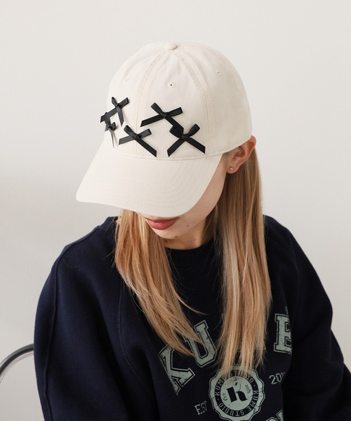 ROOPTOKYO（ループトウキョウ）の「Front Ribbon Cap 6 Panel Cap / フロント リボン キャップ 6パネルキャップ（キャップ・レディース・ホワイト/ブラウン/レッド/ダークグリーン/ブルー/ブラック/カーキ・FREE）」の11枚目の写真