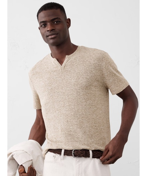 BANANA REPUBLIC FACTORY STORE(バナナリパブリック ファクトリーストア)の「BANANA REPUBLIC FACTORY STORE リネンブレンドTシャツ(Tシャツ/カットソー・メンズ・ブルー/ホワイト/ベージュ/ネイビー/ベージュ系その他・S/M/L/XL)」の3枚目の写真