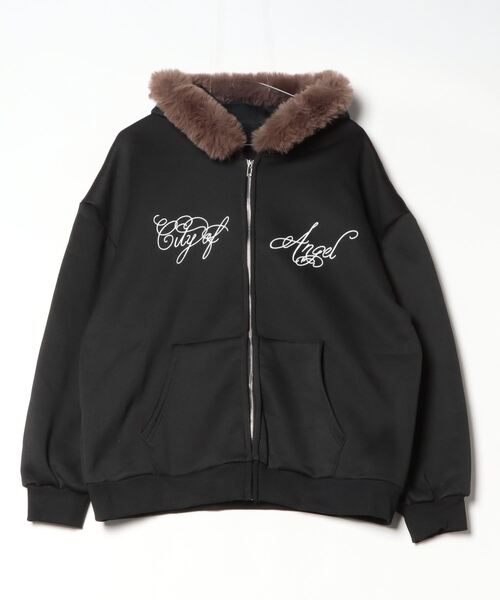 gossip!ロサンゼルス(ゴシップロサンゼルス)の「Y2K エコファー フード ジップアップ パーカー 【裏起毛】(パーカー・レディース・ブラック/グレー・FREE)」の20枚目の写真