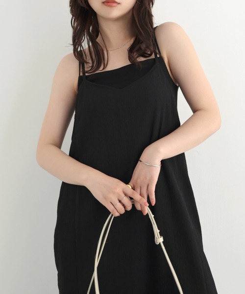 セール】バックオープンリボンロングキャミワンピース