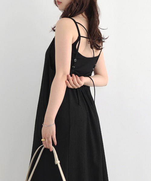 セール】バックオープンリボンロングキャミワンピース（ワンピース