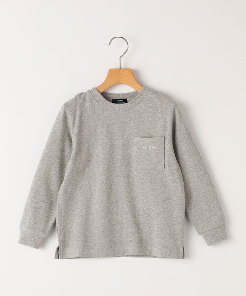 SHIPS（シップス）の「SHIPS KIDS:100～130cm / SHIPS ロゴ 長袖 TEE（Tシャツ/カットソー・キッズ・ライトグリーン/トップグレー/ライトホワイト・130/120/110/100）」の2枚目の写真