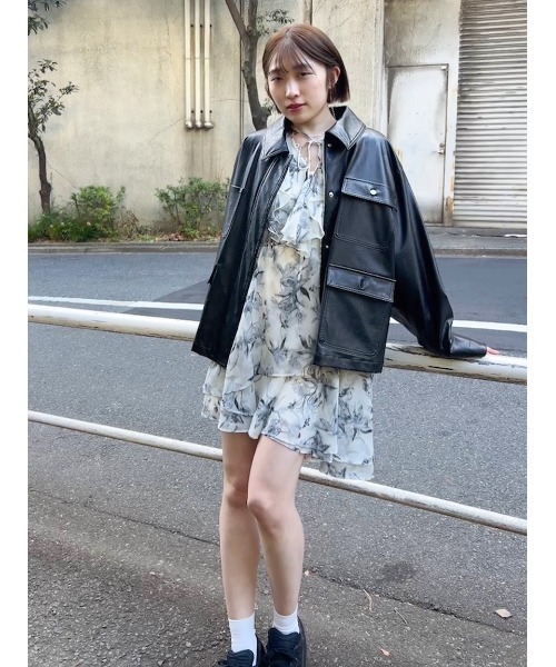 セール】Sustainableプリントフリルミニワンピース（ワンピース