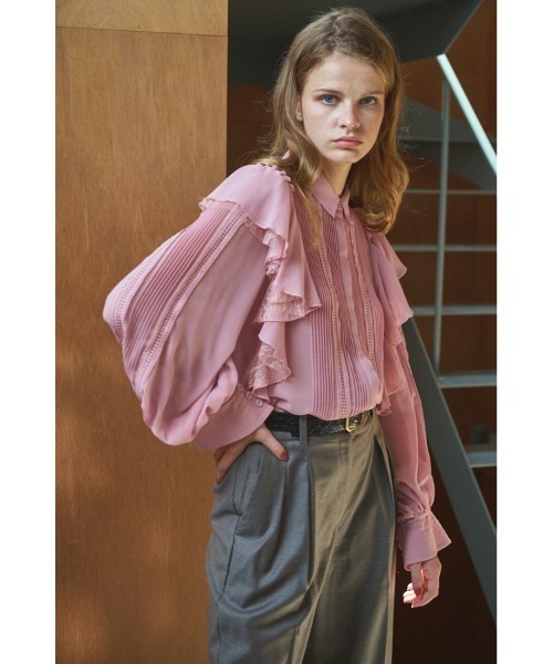 ブラウス シャツ Loliana Blouse ラッフルレースピンタックBL レディース Estella.K ブラウス シャツ Loliana Blouse ラッフルレース