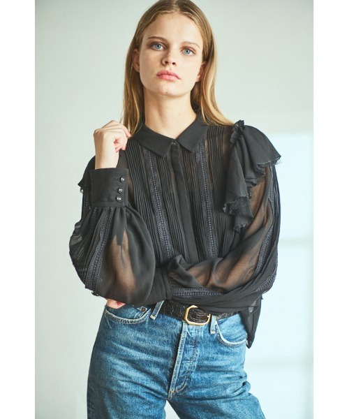 ブラウス シャツ Loliana Blouse ラッフルレースピンタックBL レディース Estella.K ブラウス シャツ Loliana Blouse ラッフルレース