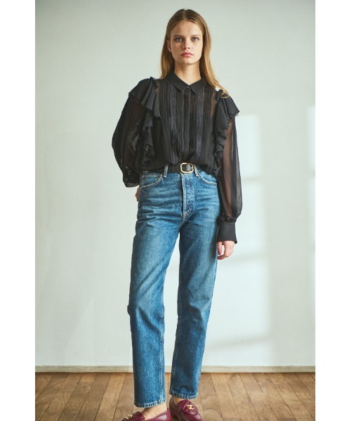 Estella.K(エステラケー)の「Loliana Blouse ラッフルレースピンタックBL(シャツ/ブラウス・レディース・オフホワイト/ブラック/モーブ系・FREE)」の18枚目の写真