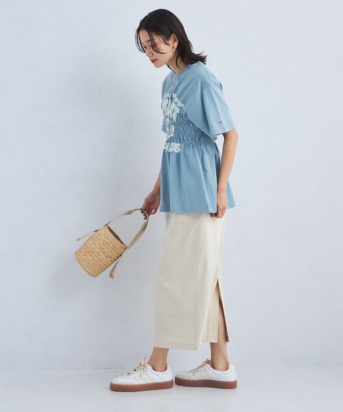 Russell Athletic（ラッセルアスレティック）の「【別注】＜RUSSELL ATHLETIC＞シャーリング プリント Tシャツ（Tシャツ/カットソー・レディース・オフホワイト/ブラック/ライトブルー・FREE）」の12枚目の写真