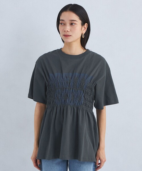 Russell Athletic（ラッセルアスレティック）の「【別注】＜RUSSELL ATHLETIC＞シャーリング プリント Tシャツ（Tシャツ/カットソー・レディース・オフホワイト/ブラック/ライトブルー・FREE）」の14枚目の写真