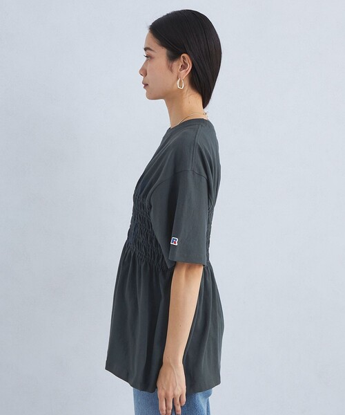 Russell Athletic（ラッセルアスレティック）の「【別注】＜RUSSELL ATHLETIC＞シャーリング プリント Tシャツ（Tシャツ/カットソー・レディース・オフホワイト/ブラック/ライトブルー・FREE）」の15枚目の写真