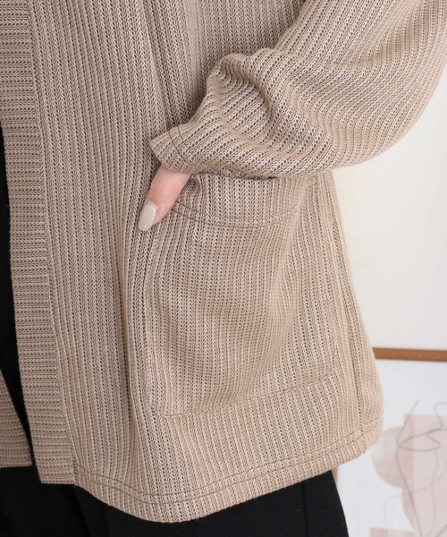FUNALIVE(ファンアライブ)の「Rib knit no-collar cardigan / 畔編みノーカラーカーデ unisex(カーディガン/ボレロ・メンズ・ブラック/サックスブルー/ベージュ・L/M/XL)」の12枚目の写真