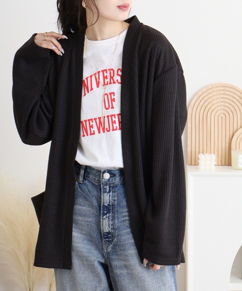 FUNALIVE(ファンアライブ)の「Rib knit no-collar cardigan / 畔編みノーカラーカーデ unisex(カーディガン/ボレロ・メンズ・ブラック/サックスブルー/ベージュ・L/M/XL)」の14枚目の写真