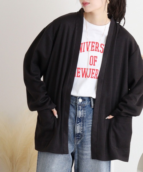 FUNALIVE(ファンアライブ)の「Rib knit no-collar cardigan / 畔編みノーカラーカーデ unisex(カーディガン/ボレロ・メンズ・ブラック/サックスブルー/ベージュ・L/M/XL)」の15枚目の写真