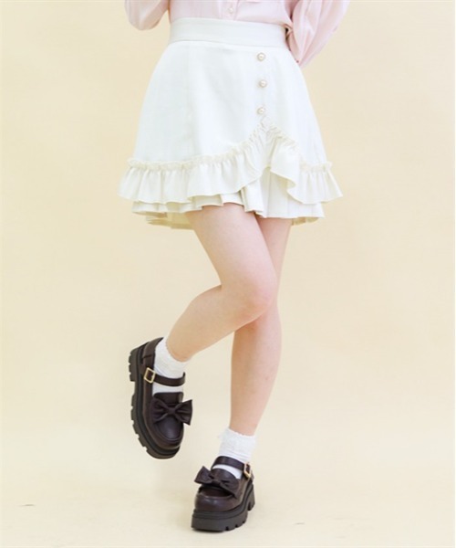 axes femme POETIQUE(アクシーズファムポエティック)の「アシメフリルデザインスカパン(その他パンツ・レディース・ブラック/ピンク/クリーム・MEDIUM)」の3枚目の写真