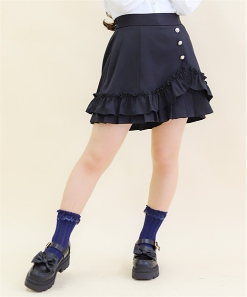 axes femme POETIQUE(アクシーズファムポエティック)の「アシメフリルデザインスカパン(その他パンツ・レディース・ブラック/ピンク/クリーム・MEDIUM)」の2枚目の写真