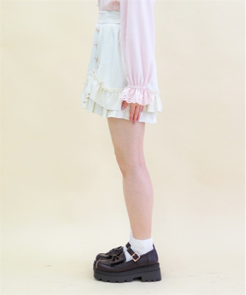 axes femme POETIQUE(アクシーズファムポエティック)の「アシメフリルデザインスカパン(その他パンツ・レディース・ブラック/ピンク/クリーム・MEDIUM)」の4枚目の写真