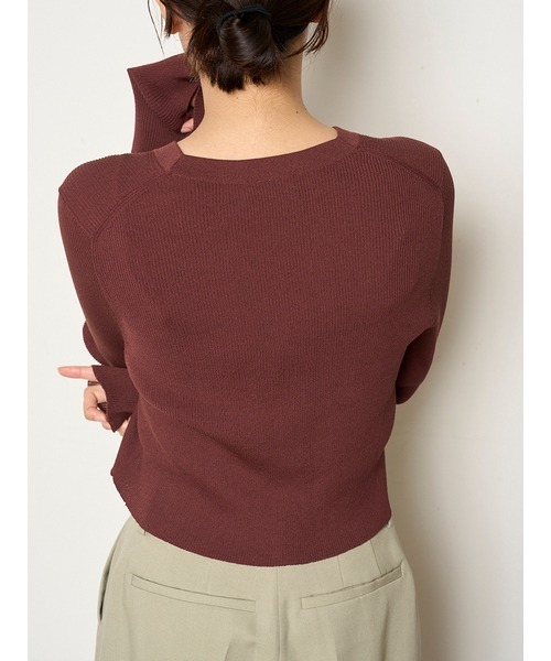 MIESROHE（ミースロエ）の「オーガニックリブニットカーディガン（カーディガン/ボレロ・レディース・イエロー/ホワイト/ブラウン/ダークネイビー・FREE）」の11枚目の写真