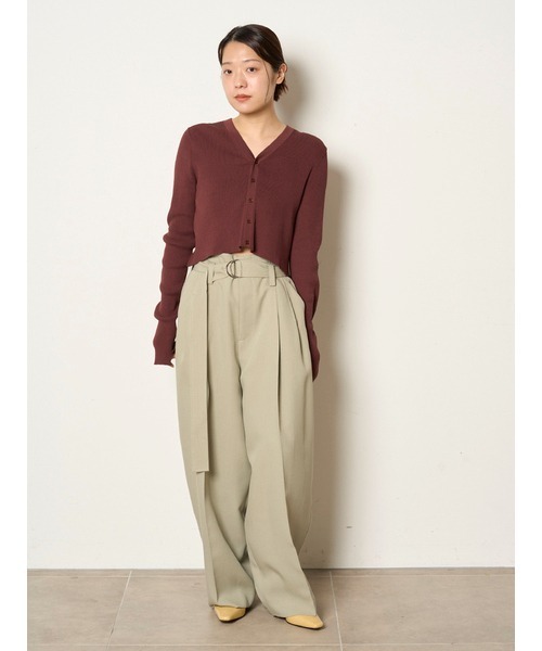 MIESROHE（ミースロエ）の「オーガニックリブニットカーディガン（カーディガン/ボレロ・レディース・イエロー/ホワイト/ブラウン/ダークネイビー・FREE）」の12枚目の写真