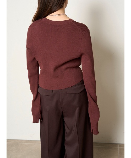 MIESROHE（ミースロエ）の「オーガニックリブニットカーディガン（カーディガン/ボレロ・レディース・イエロー/ホワイト/ブラウン/ダークネイビー・FREE）」の13枚目の写真