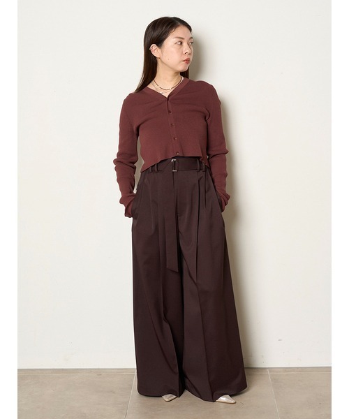 MIESROHE（ミースロエ）の「オーガニックリブニットカーディガン（カーディガン/ボレロ・レディース・イエロー/ホワイト/ブラウン/ダークネイビー・FREE）」の15枚目の写真