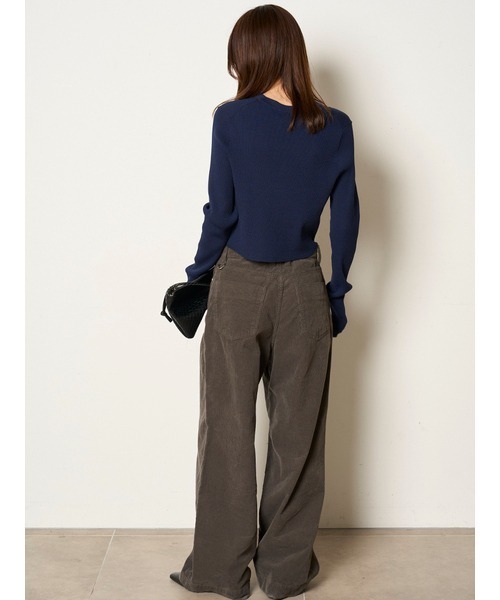 MIESROHE（ミースロエ）の「オーガニックリブニットカーディガン（カーディガン/ボレロ・レディース・イエロー/ホワイト/ブラウン/ダークネイビー・FREE）」の16枚目の写真