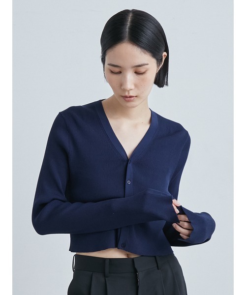 MIESROHE（ミースロエ）の「オーガニックリブニットカーディガン（カーディガン/ボレロ・レディース・イエロー/ホワイト/ブラウン/ダークネイビー・FREE）」の20枚目の写真