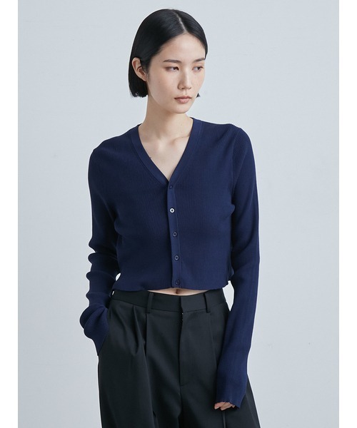 MIESROHE（ミースロエ）の「オーガニックリブニットカーディガン（カーディガン/ボレロ・レディース・イエロー/ホワイト/ブラウン/ダークネイビー・FREE）」の21枚目の写真