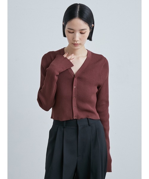 MIESROHE（ミースロエ）の「オーガニックリブニットカーディガン（カーディガン/ボレロ・レディース・イエロー/ホワイト/ブラウン/ダークネイビー・FREE）」の22枚目の写真