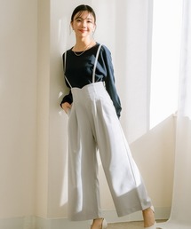 パンツ サスペンダー付き ワイドパンツ」に該当するレディース