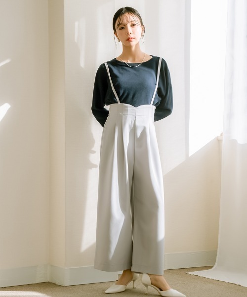 Petitjo（プッチージョ）の「小さいサイズ　サスペンダー付きワイドパンツ　低身長さん・小柄女性（その他パンツ・レディース・ブラック/グレー/ライトグレー・PSS/PS/PM/PL）」の12枚目の写真