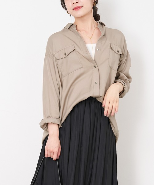 ブラウス シャツ B2656 ダブルハピネスBIGミリタリーシャツ レディース ビッグカラーブラウス | ファッション通販サイト NUGU