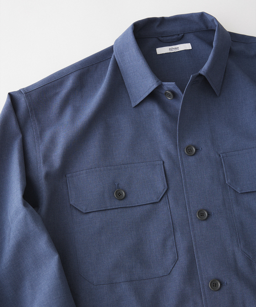 JOURNAL STANDARD relume（ジャーナルスタンダード　レリューム）の「TECH アムンゼン リラクシー CPOシャツジャケット（シャツ/ブラウス・メンズ・ブラウン系その他/ブラックミックス/コバルトブルー・MEDIUM/LARGE）」の4枚目の写真