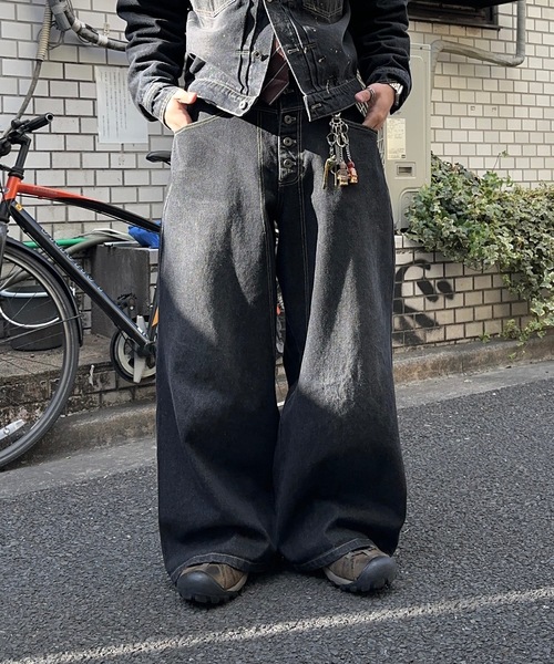 y2k ウォッシュド バギー デニム MandO】ウォッシュドバギーデニムパンツ/セットアップ着用可