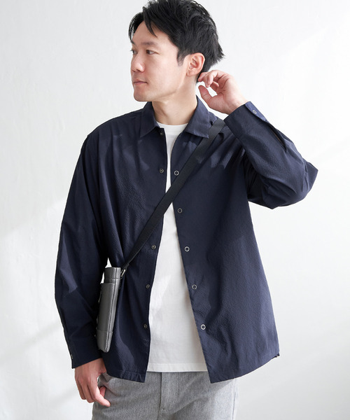 ikka(イッカ)の「イージケアサッカースナップシャウター(ブルゾン・メンズ・ブルー/チャコールグレー/ベージュ/ネイビー・M/XL/L/S)」の5枚目の写真