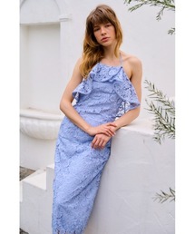 Estella K ノースリーブ ロングワンピース 青 Estella.K｜エステラケーのワンピース（ブルー・ネイビー/青色系