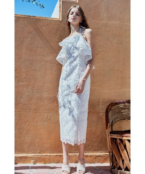 Estella.K(エステラケー)の「Rosaria Lace Dress ケミカルラッフルドレス(ワンピース・レディース・ホワイト/ブラック/サックスブルー・FREE)」の9枚目の写真