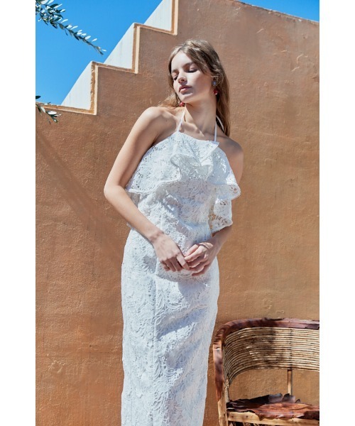 Estella.K(エステラケー)の「Rosaria Lace Dress ケミカルラッフルドレス(ワンピース・レディース・ホワイト/ブラック/サックスブルー・FREE)」の7枚目の写真