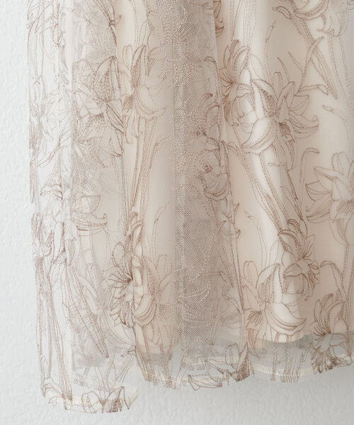 natural couture(ナチュラルクチュール)の「刺繍チュールフレアスカート(スカート・レディース・ピンク/サックスブルー/ブラック/ライトベージュ・FREE)」の14枚目の写真