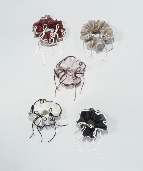 GOLDY（ゴールディ）の「リボン ハング パイピング シュシュ（シュシュ・レディース・オフホワイト/ライトブラウン/ブラック/ワイン/ベージュ・FREE）」の19枚目の写真