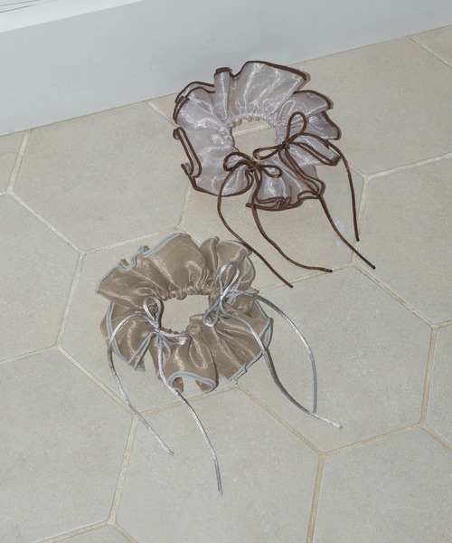 GOLDY（ゴールディ）の「リボン ハング パイピング シュシュ（シュシュ・レディース・オフホワイト/ライトブラウン/ブラック/ワイン/ベージュ・FREE）」の13枚目の写真