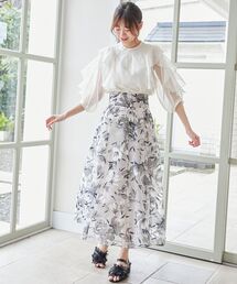 スカート（グレー/灰色系・花柄・ボタニカル柄）ファッション