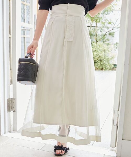 MAJESTIC LEGON（マジェスティックレゴン）の「【丈が選べる/スタイルアップが叶う】バックレースアップフレアスカート（スカート・レディース・ホワイト系その他2/グレー/オフホワイト/ブラック系その他3/ブラック系その他2/ブラック/ブラック系その他/ホワイト系その他/グレー系その他/アイボリー/ホワイト系その他3/A/ダークブラウン/ブラウン/ブラウン系その他2/ホワイト系その他4/B/ブラウン系その他5・MEDIUM/SMALL）」の5枚目の写真