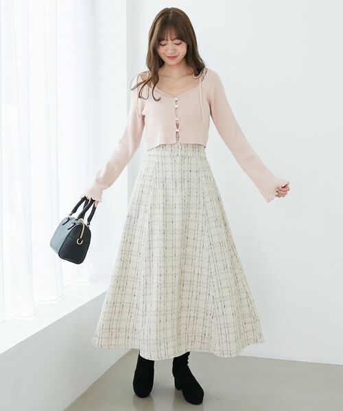 MAJESTIC LEGON（マジェスティックレゴン）の「【丈が選べる/スタイルアップが叶う】バックレースアップフレアスカート（スカート・レディース・ホワイト系その他2/グレー/オフホワイト/ブラック系その他3/ブラック系その他2/ブラック/ブラック系その他/ホワイト系その他/グレー系その他/アイボリー/ホワイト系その他3/A/ダークブラウン/ブラウン/ブラウン系その他2/ホワイト系その他4/B/ブラウン系その他5・MEDIUM/SMALL）」の7枚目の写真